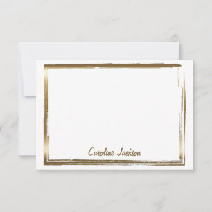 Sophisticated gold frame personalized note card