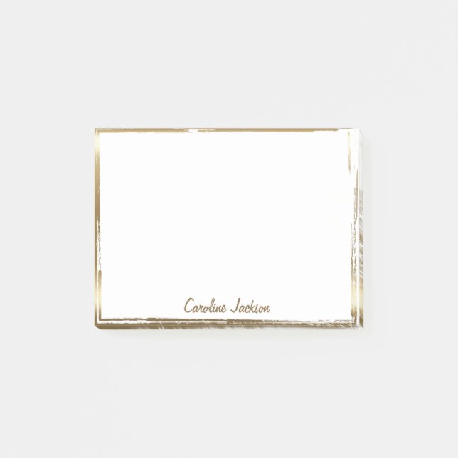 Sophisticated gold frame personalized post-it notes (Front)