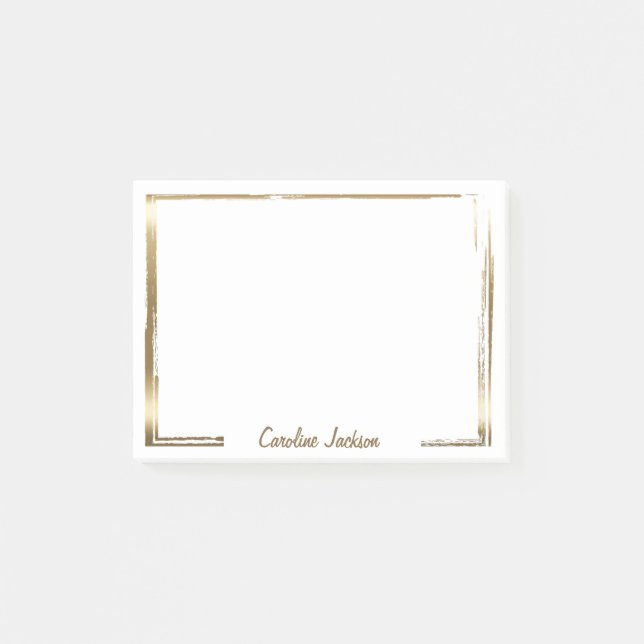 Sophisticated gold frame personalized post-it notes (Front)