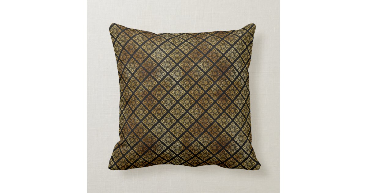 Sophisticated Gold Geometric Floral Pattern Throw Pillow ...