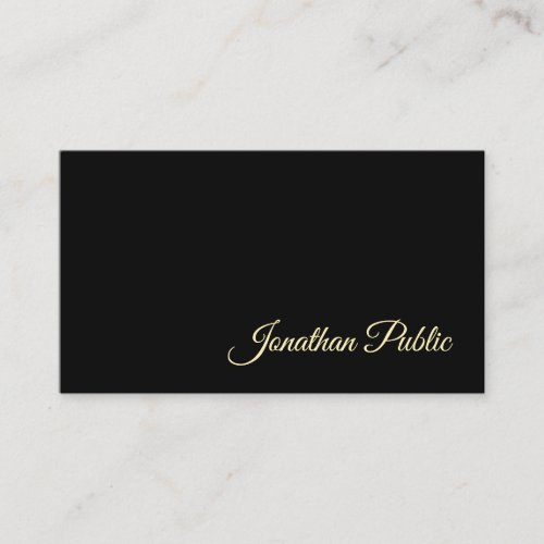 Sophisticated Gold Handwritten Script Modern Cool Business Card