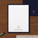 Sophisticated Gold Justice Scale Law Firm Letterhead<br><div class="desc">Enhance your firm's correspondence with our Sophisticated Gold Justice Scale Law Firm Letterhead in navy blue and gold,  showcasing a brushed justice scale logo. Communicate the professionalism and integrity of your legal practice.</div>