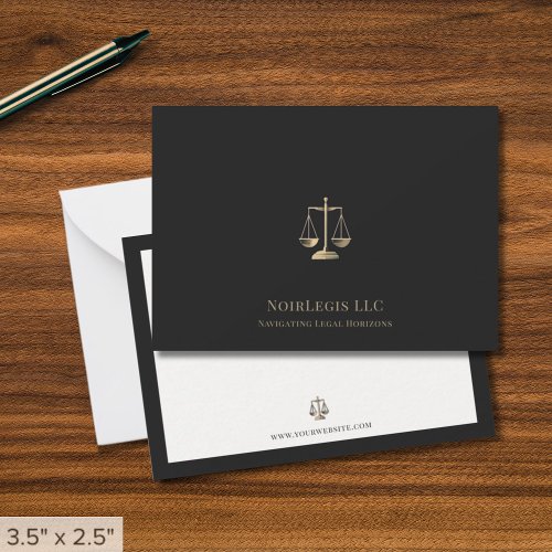 Sophisticated Gold Justice Scale Legal Note Card