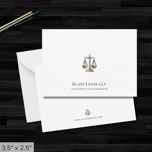 Sophisticated Gold Justice Scale Legal Note Card (Creator Uploaded)