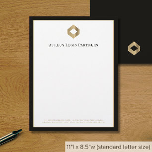 Sophisticated Gold Logo Black Border Letterhead