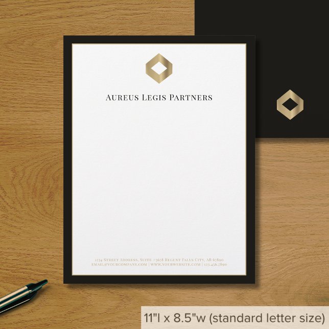 Sophisticated Gold Logo Black Border Letterhead (Creator Uploaded)