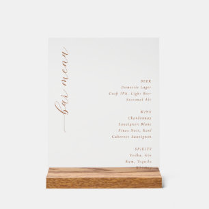 Sophisticated Gold Minimalist Bar Menu Acrylic Sign