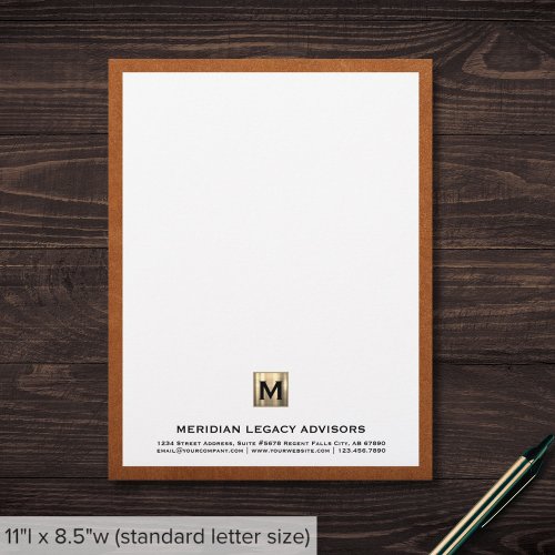 Sophisticated Gold Monogram Business Letterhead