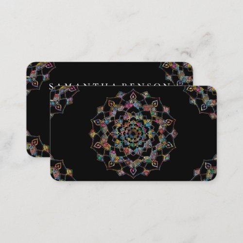 Sophisticated Gold on Black Mandala Yoga  Business Card