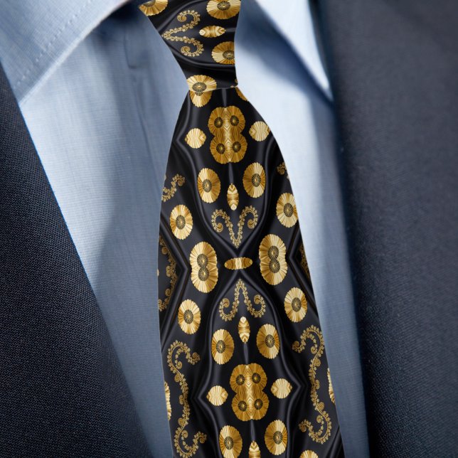 Sophisticated Gold on Black Neck Tie (Creator Uploaded)