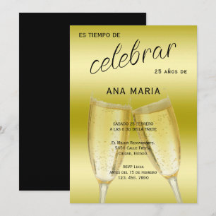Sophisticated Gold Spanish Feminine Birthday  Invitation