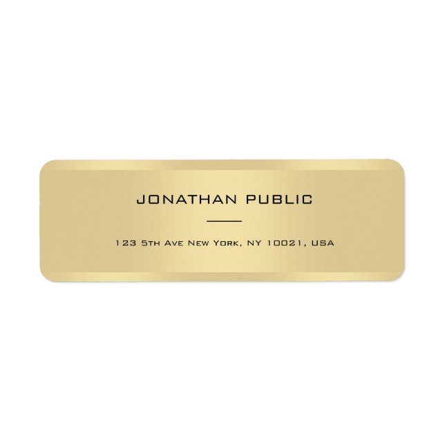 Sophisticated Gold Template Chic Modern Minimalist Label (Front)