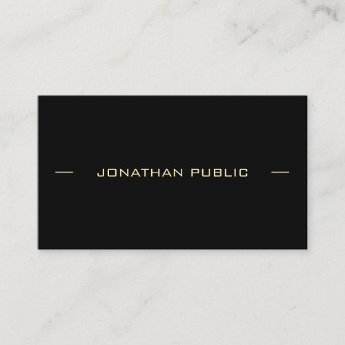 Sophisticated Gold Text Modern Simple Black Trendy Business Card