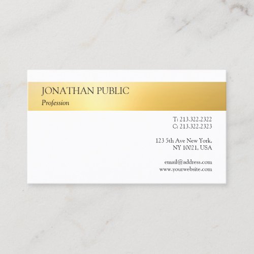 Sophisticated Gold White Template Modern Simple Business Card