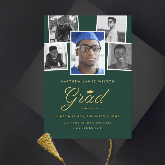 Sophisticated Grad Photo Collage Graduation Party  Announcement (Creator Uploaded)