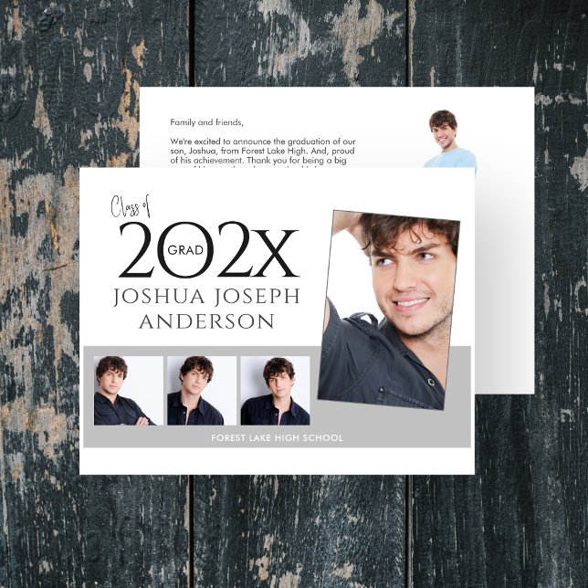 Sophisticated Graduation Photo Collage Note Card (Creator Uploaded)