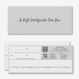 Sophisticated Gray Black Script Gift Certificate