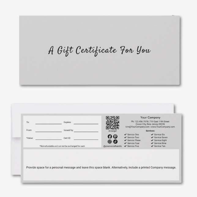 Sophisticated Gray Black Script Gift Certificate (Sophisticated Gray Black Script Gift Certificate)