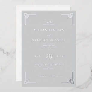 Sophisticated Gray Geometric Elegancy Foil Invitation