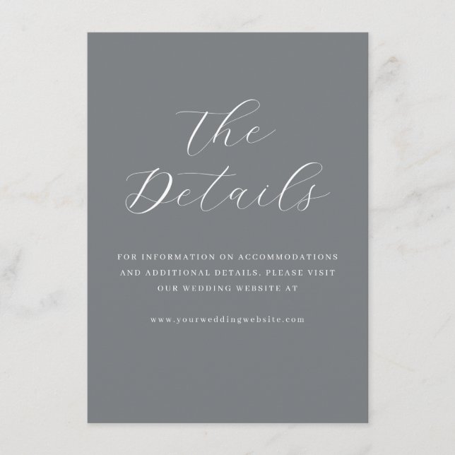 Sophisticated Gray Minimalist Calligraphy Enclosure Card (Front)