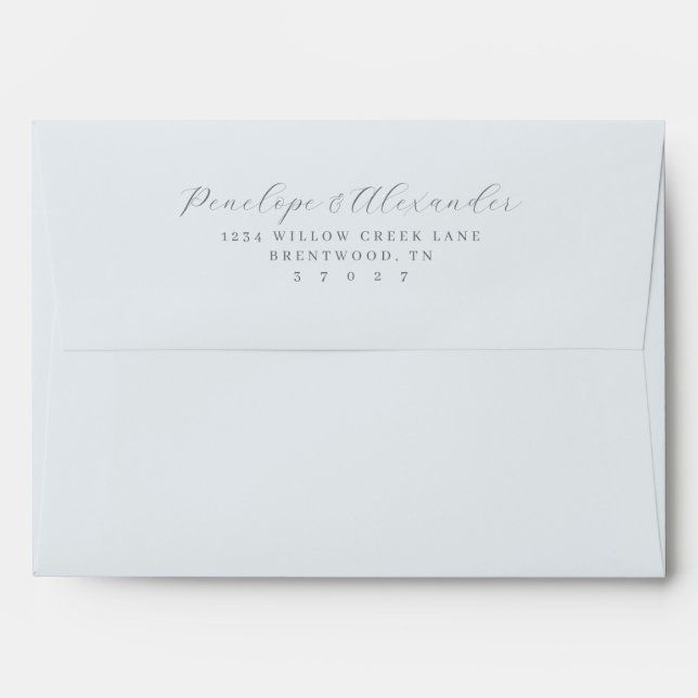 Sophisticated Gray Minimalist Calligraphy Envelope (Back (Top Flap))