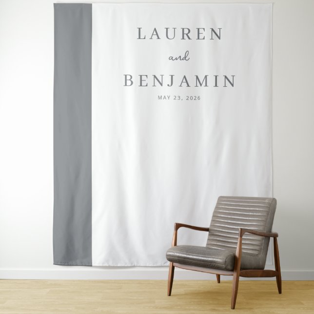 Sophisticated Gray Minimalist Names Tapestry (In Situ)
