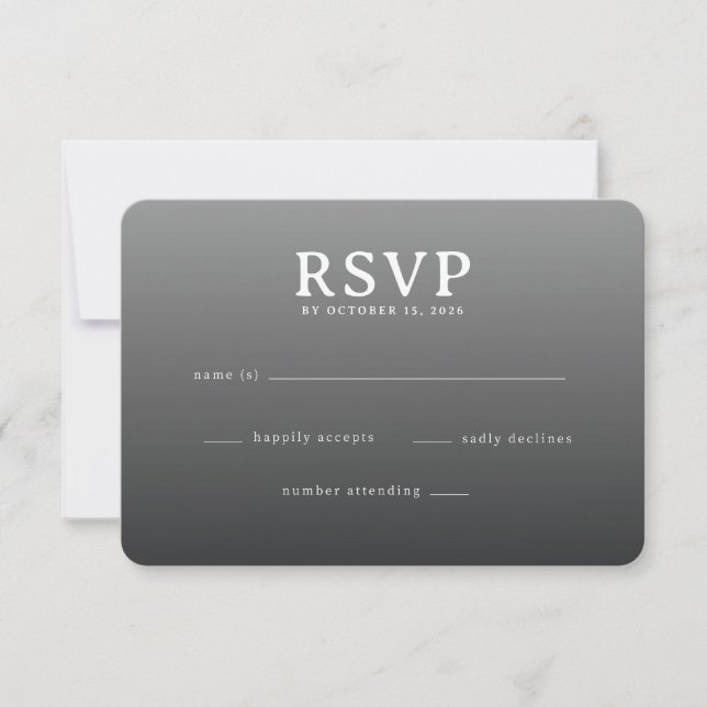 Sophisticated Gray Minimalist RSVP Card (Front)