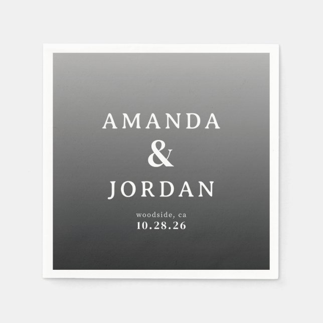 Sophisticated Gray Minimalist Typographic Napkins (Front)