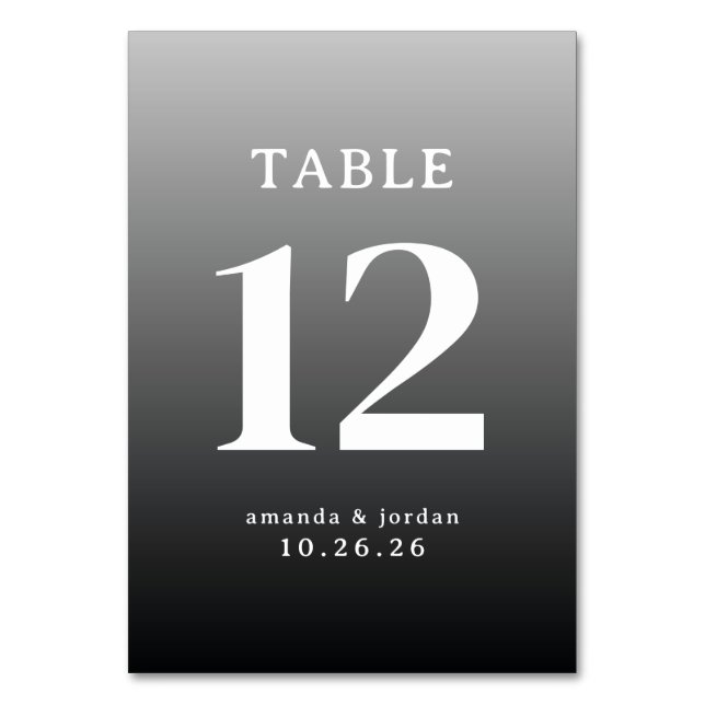 Sophisticated Gray Minimalist Wedding Table Card (Front)