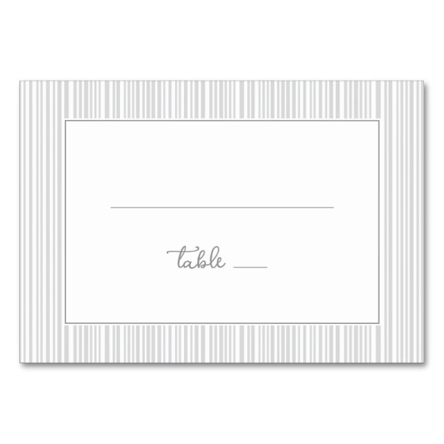 Sophisticated Gray Stripes Table Number (Front)