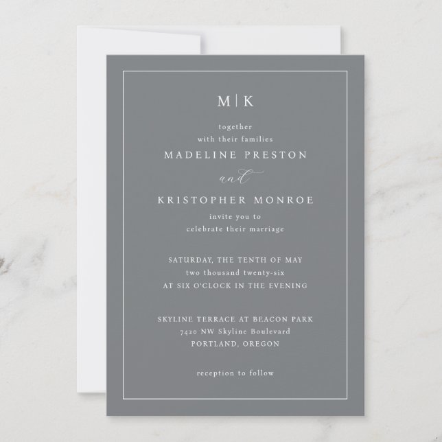 Sophisticated Gray Typographic Elegancy Invitation (Front)