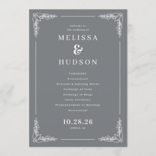 Sophisticated Gray Vine Wedding Ceremony Program