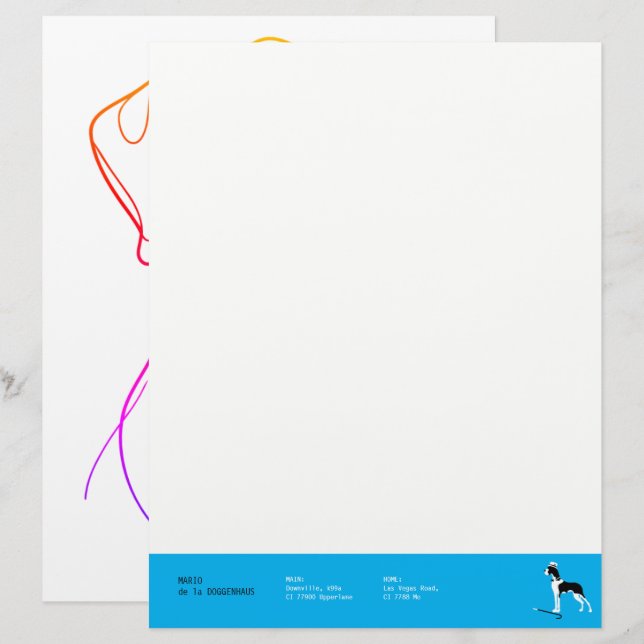 Sophisticated Great Dane on Pink Letterhead (Front/Back)
