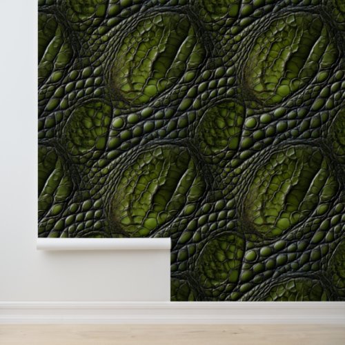 Sophisticated Green Crocodile Skin  Wallpaper