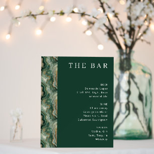 Sophisticated Green Marbled Bar Menu Foam Board