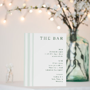 Sophisticated Green Minimalist Bar Menu Foam Board