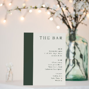 Sophisticated Green Minimalist Bar Menu Foam Board
