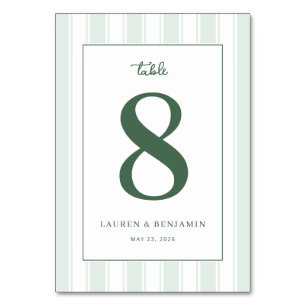 Sophisticated Green Number Eight Table Number