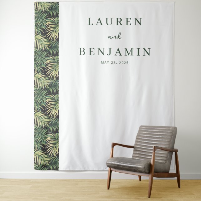 Sophisticated Green Palm Leaf Tapestry (In Situ)