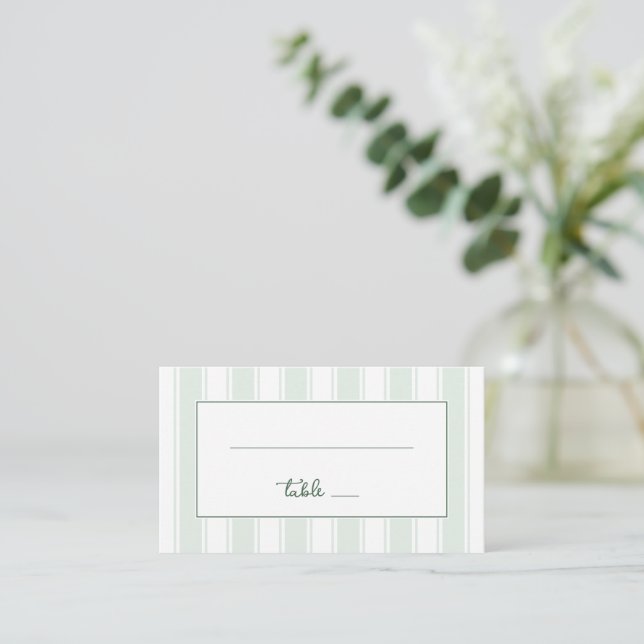 Sophisticated Green Stripes Place Card (Standing Front)