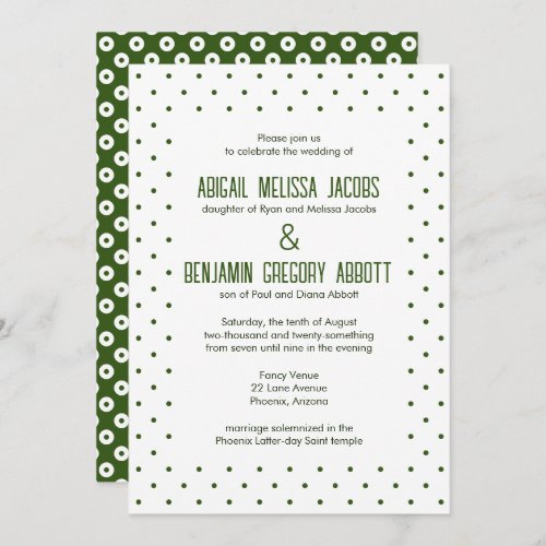 Sophisticated Green  White Polka_Dot Reception Invitation