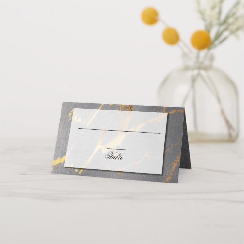 Sophisticated Grey and Gold Marble Reception Place Card