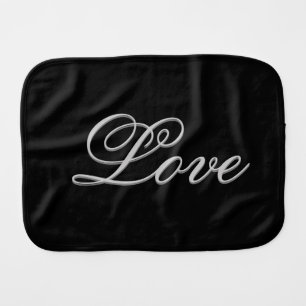 Sophisticated Grey Black Love Wedding Baby Burp Cloth