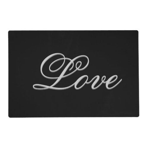 Sophisticated Grey Black Love Wedding  Placemat