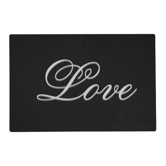 Sophisticated Grey Black Love Wedding  Placemat (Front)