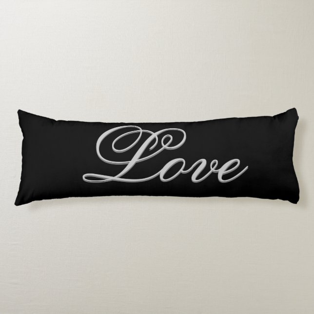 Sophisticated Grey Black Love Wedding Postage Body Pillow (Front)
