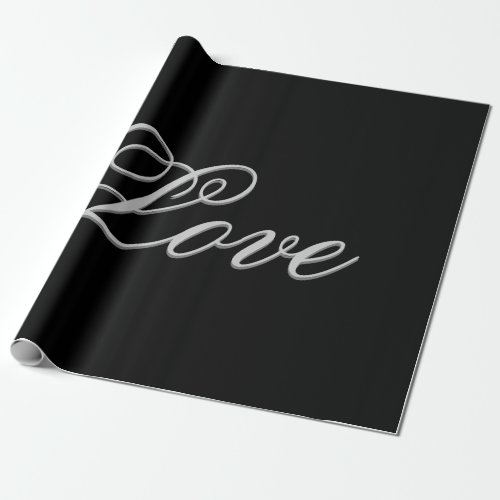 Sophisticated Grey Black Love Wedding Postage Wrapping Paper