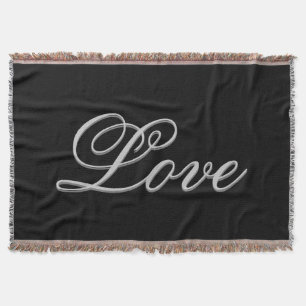 Sophisticated Grey Black Love Wedding Throw Blanket