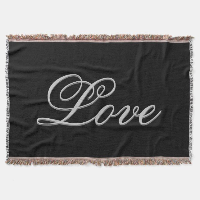 Sophisticated Grey Black Love Wedding  Throw Blanket (Front)