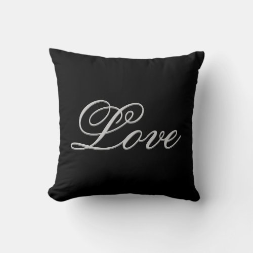 Sophisticated Grey Black Love Wedding Throw Pillow